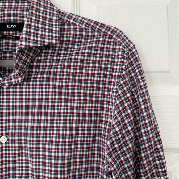 Hugo Boss Men's 100%Cotton Sharp Fir Long Sleeve Shirt Size 15.5-34/35 - Picture 12 of 14